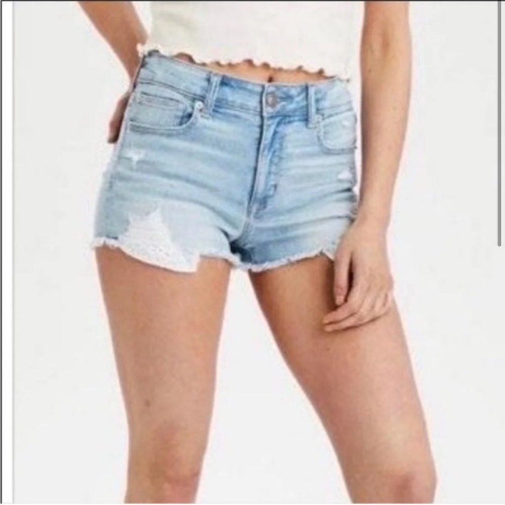 AEO American Eagle Outfitters Shorts Women 0 Lace Exposed Pocket Hi-Rise Shortie